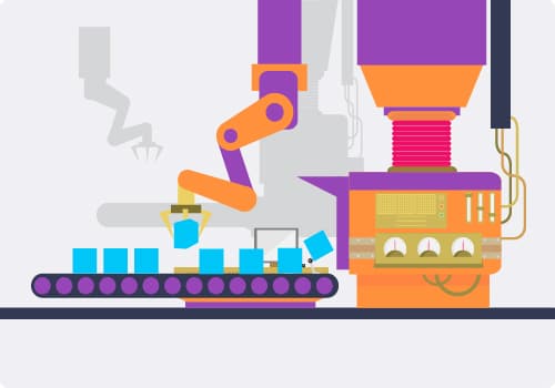 robot on conveyer belt