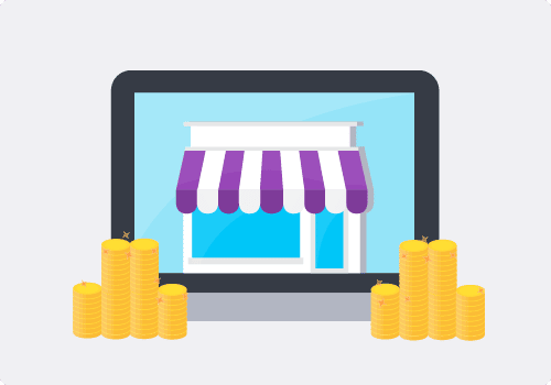 laptop screen with coins