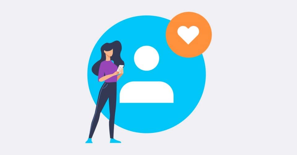 woman on mobile phone showing hearts